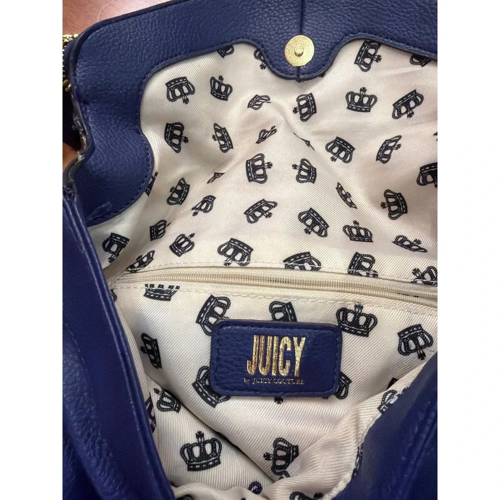 Juicy by Juicy Couture Crossbody Bag Womens Blue Pebbled Vegan Leather‎ Medium